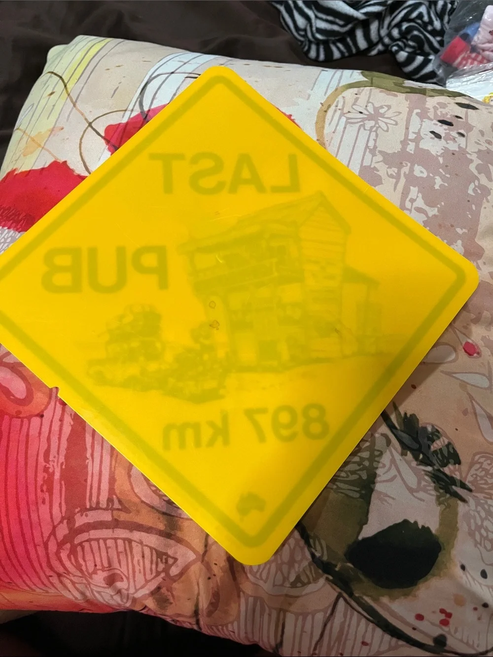 Yellow Road Sign Wall Decor - Retro Bar Graphic